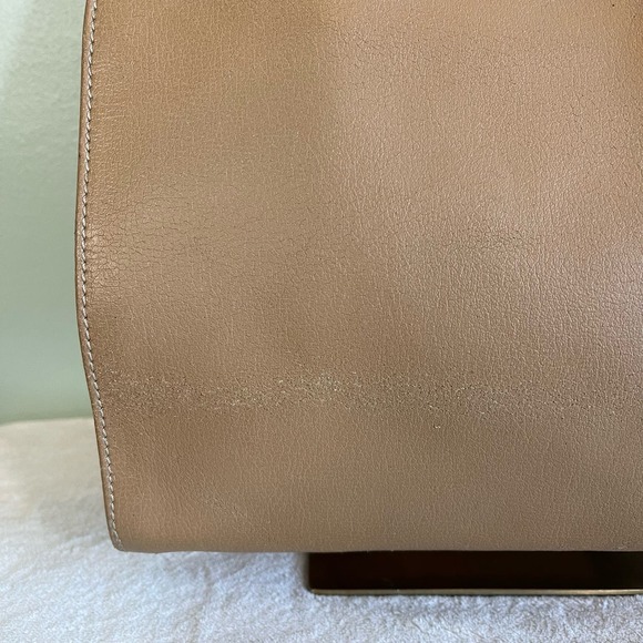 Vintage Luana Women's Brown Wide Open Top Zip Leather Tote Shoulder Bag - Picture 15 of 16